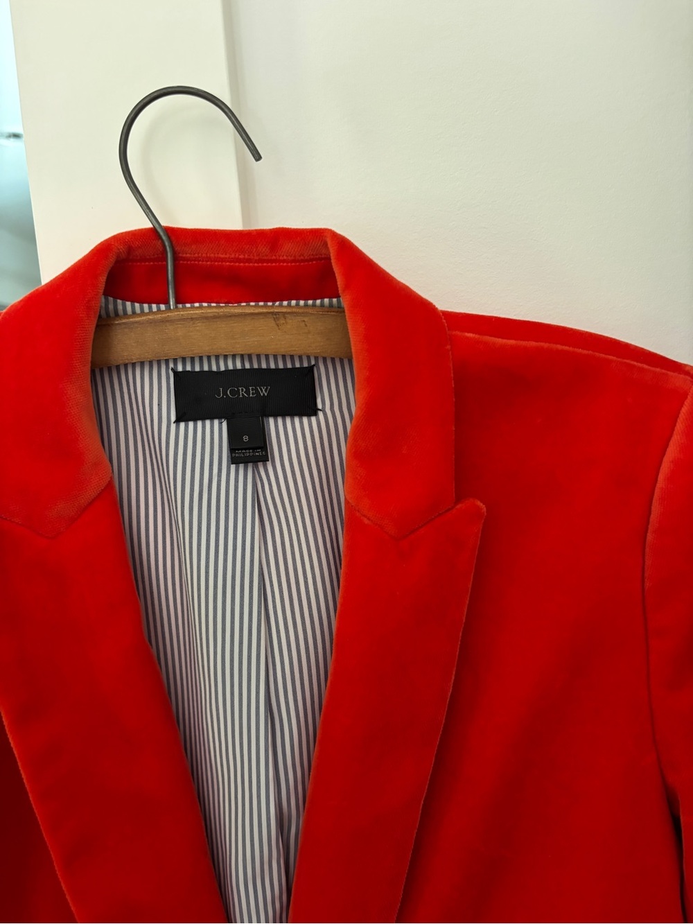 J.Crew Velvet One-Button Blazer G9101 Cinnabar Size 8